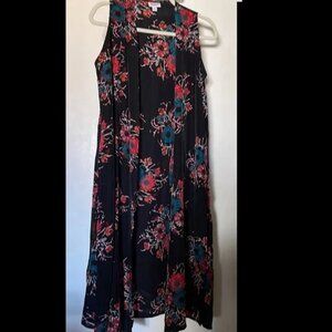 LuLaroe New Floral On Black Duster Cover up,  Long side slits Small NWOT